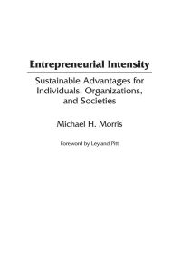 Entrepreneurial Intensity  - Sustainable Advantages for Individuals, Organizations, and Societies