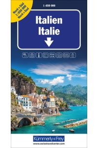 Italien Nord + Süd Strassenkarte 1:650 000  - Doppelseitig