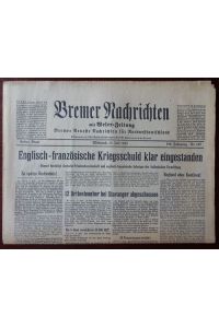 Bremer Nachrichten mit Weser Zeitung. Nr. 187 - 10. Juli 1940.   - Schlagzeile: Englisch-französische Kriegsschuld klar eingestanden.