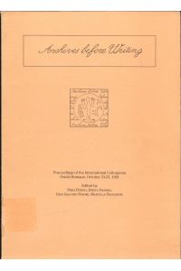 Archives before Writing  - Proceedings of the International Colloquium Oriolo Romano, October 23-25, 1991
