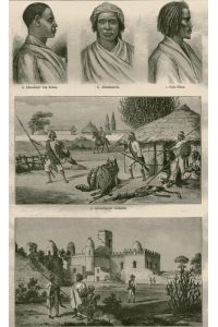 Abessinier von Schoa; Abessinierin; Gala-Mann; Abessinische Soldaten; Der Gemp, der alte Kaiserpalast zu Gondar