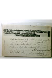 Landsberg / Lech. Alte Ansichtskarte / Postkart / Lithographie s/w, gel. . 1898. Ortsansicht
