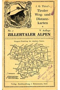 J. G. Thönis Tiroler Weg- und Distanzkarten. 14 Blätter, Blatt 7 - Zillertaler Alpen  - Maßstab 1:150.000