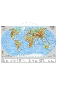 Erde physisch  - Wandkarte mit Metallbeleistung