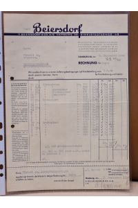 Originalrechnung der Firma Beiersdorf, Hamburg 30, Eidelstedterweg 48 vom 3. 8. 1940 an Herrn Vincent Au, Drogerie, Hamburg-Wandsbeki, Ahrensburgerstr. 68.