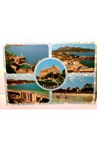 Mallorca. Puerto de Alcudia. Balearen. Alte Ansichtskarte / Postkarte farbig, gel. ca 60 /70ger Jahre. 5 Ansichten rund ums schöne Alcudia.
