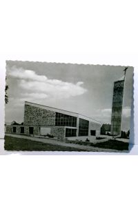 Waldalgesheim. St. Dionysius Pfarrkirche. Alte Ansichtskarte / Postkarte s/w. ungel. ca 60ger Jahre. Gebäudeansicht mit Aussenanlage.
