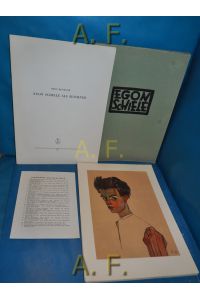 Egon Schiele als Zeichner. (Mappe mit Heft + 24 Bildtafeln)  - Selbstbildnis, Knabe in gestreiftem Hemd, Österreichisches Mäderl, etc.