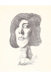 Porträt. Karikatur. Ganzfigürliche Darstellung. Lichtdruck nach einer Zeichnung von David Levine, ca. 17, 5 x 11 cm, 1967.