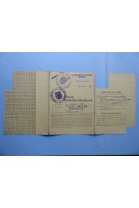 Vierte Reichskleiderkarte LWA Karlsruhe 362975. Mit StempeL. 4. Raucherkontrollkarte enthalten.   - Die Karte gilt bis 30. Juni 1944.