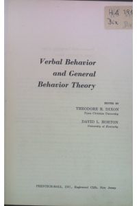Verbal Behavior and General Behavior Theory.