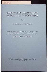 INTONATIE EN GRAMMATISCHE FUNKTIE IN HET NEDERLANDS.   - NIEUWE REEKS, DEEL 15, No. 8