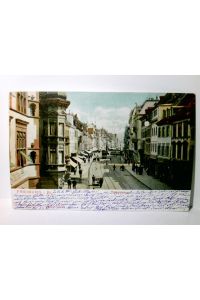 Freiburg i. Br. Kaiserstrasse. Alte Ansichtskarte / Lithographie farbig, gel. 1903. Blick in belebte Einkaufstr. , Geschäfte, Strassenbahn u. Personen. Nr. 13541.