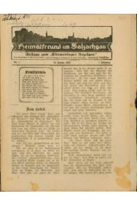 Heimatfreund im Salzachgau. Sonderbeilage zum Tittmoning-er Anzeiger.   - Nr. 1. 15. Januar 1921