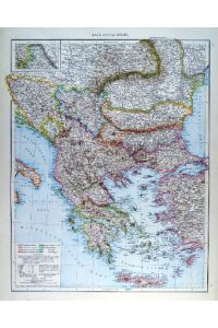 Balkanhalblinsel. Gesamtkarte bis Kreta, mit Anschlußkarte Moldau (Nordrumänien).