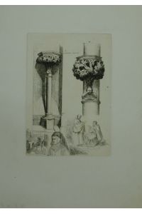 2 Säulen. Oben mittig mit Monogrammsignatur und Bezeichnung im Münster v. Ulm del. Radierung