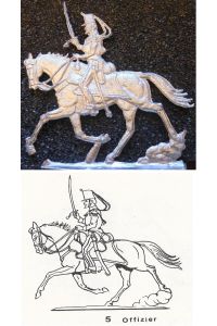Chasseur d'Afrique 19. Jahrhundert - Reiter Offizier - Fohler Zinnfigur 30mm - blank