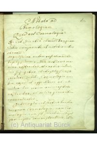Notata ad Cosmologiam - De Psychologia. Lateinische Handschrift auf Papier. 50 meist beidseitig beschriebene Blätter in einem zeitgenössischen Ledereinband.