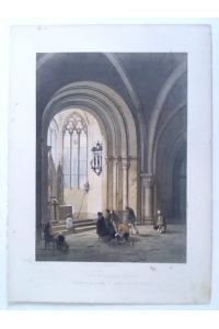 Kreuzgang im Dom zu Mainz (Cloister of Mayence Cathedral) - Colorierte Original-Lithographie von Fourmois