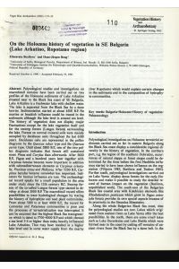 On the Holocene history of vegetation in SE Bulgaria (Lake Arkutino, Ropotamo region).   - Veget Hist Archaeobot (1992) 1:19-32.