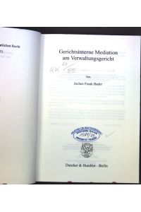 Gerichtsinterne Mediation am Verwaltungsgericht.   - Schriften zum öffentlichen Recht ; Bd. 1131