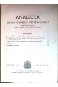 Citeaux und die benediktinische Tradition (I)  - aus: Analecta Sacri Ordinis Cicterciensis; Annus XVI, 1960; Fasc. 3-4