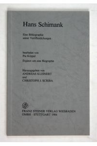 Hans Schimank - Eine Bibliographie seiner Veröffentlichungen.