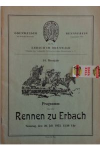 Programm für die Rennen zu Erbach. 26. Juli 1953.