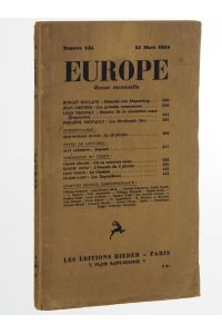 EUROPE Revue mensuelle. Redacteur en chef: Jean Guéhenno.