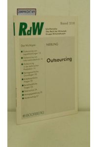 Outsourcing  - Rechtsfragen und Vertragsgestaltung
