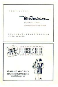 Programmzettel der Tribüne. 1946. Konvolut aus 2 Zetteln.