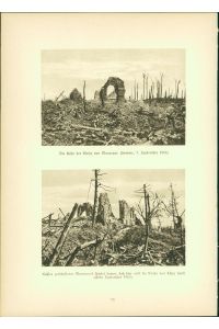 Kupfertiefdruck : Ruine Kirche Maurepas - Clery - 1. Weltkrieg - Entente  - Strassenkreuzung Front bei Maricourt - November 1916