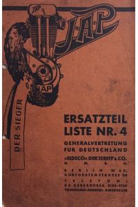 Ersatzteil-Liste Nr. 4.   - Generalvertretung für Deutschland. Eldeco Dektereff & Co.