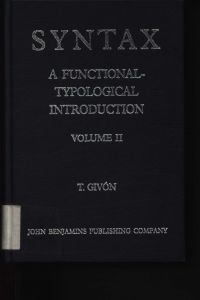 Syntax  - A functional-typological introduction