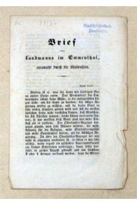 Brief eines Landmanns im Emmenthal, veranlasst durch die Maiwahlen. . . . . April 1850.