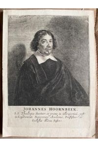 Portrait von Theologe Johannes Hoornbeek. um 1654. Original Kupferstich.