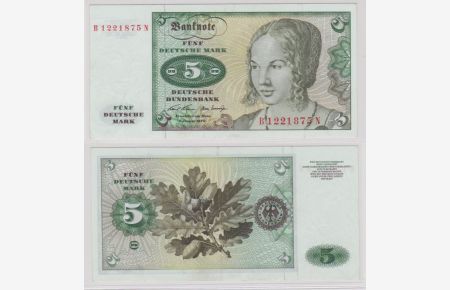 T142499 Banknote 5 DM Deutsche Mark Ro. 269a Schein 2. Januar 1970 KN B 1221875 N
