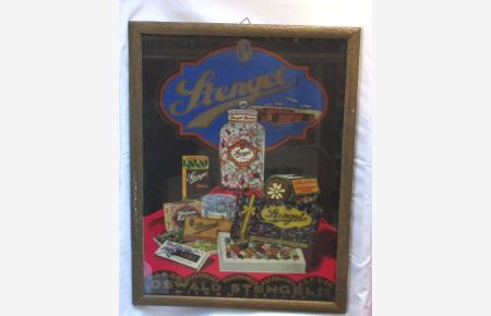 altes Reklame Pappschild im Rahmen Oswald Stengel Kakao Schokolade (115024)
