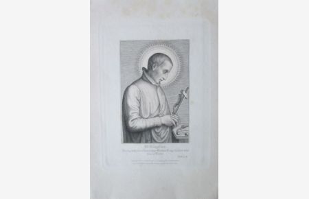 Porträt. Halbfigur mit Kruzifix in der Hand. Stahlstich ca. 15, 5 x 12 cm, um 1840.