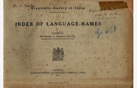 Index of Language - Names.   - Linguistic Surben of India;