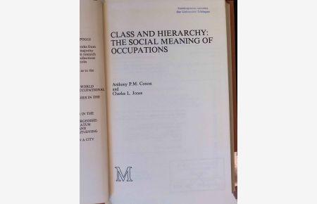 Class and Hierarchy: Social Meaning of Occupations.   - Edinburgh Studies in Culture & Society.
