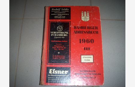 Hamburg, Hamburger Adressbuch Band III von 1960, mit alphabetischem Einwohnerverzeichnis nach Straße,