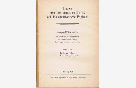 Studien über den deutschen Einfluß auf das amerikanische Englisch. Dissertation