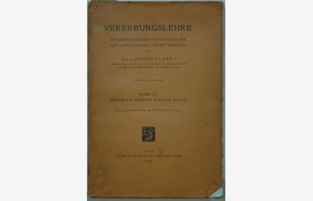 Spezielle Genetik einiger Nager. 2. Auflage. Mit 43 Abb. im Text und auf Tafeln.   - (= Vererbungslehre, Band III).