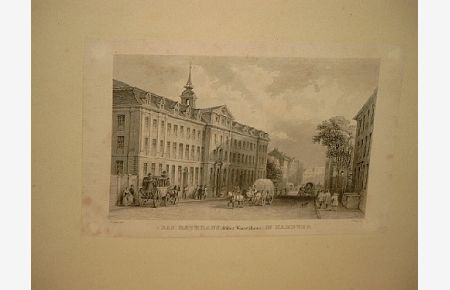 Das Rathhaus ( früher Waisenhaus ) in Hamburg. Stahlstich von Gray nach Laeisz bei Berendsohn. Hamburg, um 1855.