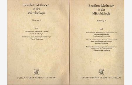 Bewährte Methoden in der Mikrobiologie. Lieferung 1 und 2, 1963. (2 Hefte).   - Sonderhefte aus dem Zentralblatt für Bakteriologie , 1. Abteilung Originale.