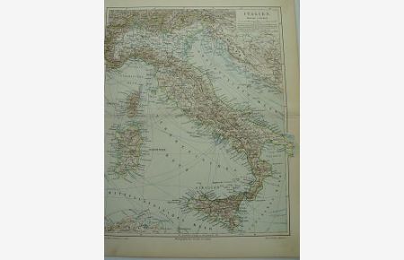 Italien 3x Landkarten Norden und Süden sowie Übersicht (scan) Lithographie 1893