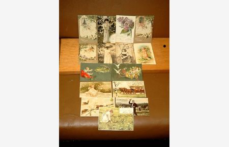 Pfingsten: Konvolut von 15 meist farbigen Pfingst-Postkarten um 1907-1908, meist postalisch gelaufen. Hochformat und Querformat.