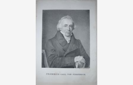 Portrait. Halbfigur sitzend, Hände über einem Buch. Lithographie von Friedrich Streuber nach C. Tunica.