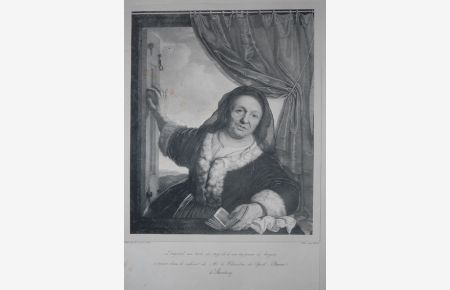Alte Frau am Fenster. Lithographie von H. Frank nach dem Originalgemälde von Bartholomeus van der Helst.